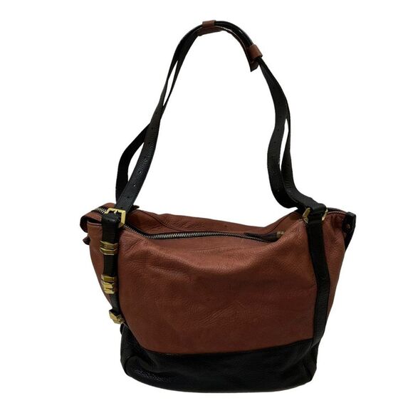 OrYANY Large Multi Pocket Pebble Leather Brown Black Bag - Picture 6 of 16